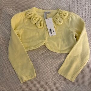 Yellow Cropped Cardigan with Floral Accents by Janie & Jack NWT